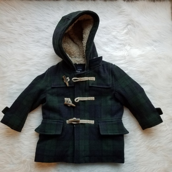 Gap Other - Gap Toddler Plaid Peacoat Wool Green Jacket 3T